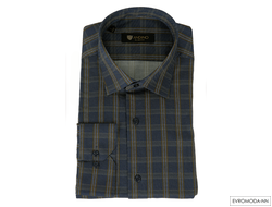 Мужская рубашка ANDINO (Андино) Турция темная в клетку Slim-fit (слим фит) приталенная