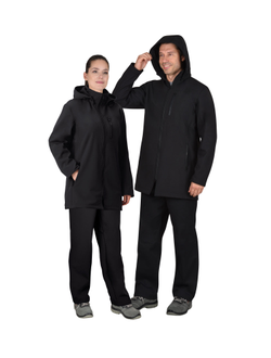 Куртка -Азов" удл. с капюшоном черный софтшелл пл 350 г/кв.м