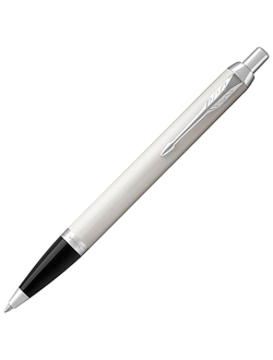 Ручка подарочная шариковая PARKER "IM Core White Lacquer CT", белый глянцевый лак, хромированные детали, синяя, 1931675