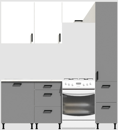 Кухня Эконом 1,5 метра с колонкой (1100х400) Цвет: Белый/Базальт
