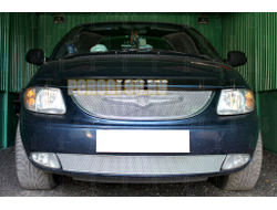 Защита радиатора Chrysler Voyager IV 2001-2004 (3D) chrome верх PREMIUM