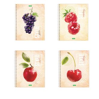Тетрадь А5, 80 л., HATBER ECO, спираль, клетка, обложка картон, "Fruit Style" (4 вида), 80Т5C1сп