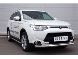 Пороги труба d63 (вариант 1)(1500-1800мм) MITSUBISHI OUTLANDER 2014-2015