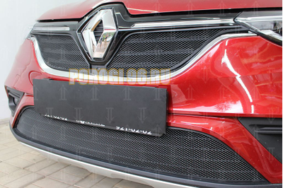 Защита радиатора Renault Arkana 2018- (2 части) black верх