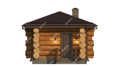 Сруб бани из бревна ручной рубки Кедр, 16 м2