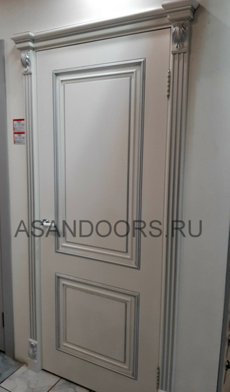 Ulyanovskie Dveri Emal Regidoors Dver Mezhkomnatnaya Italo Baget 32 Patina Serebro Emal Belaya Gluhaya
