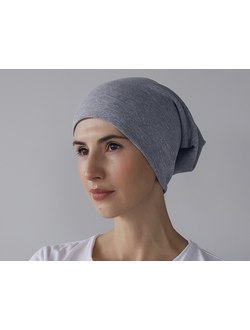 Шапка бини серый меланж хлопок
