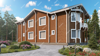 Гостиница из оцилиндрованного бревна "Лазурная", 275 м2