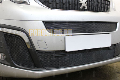 Защита радиатора Peugeot Traveller 2017- (2 части) середина+низ black