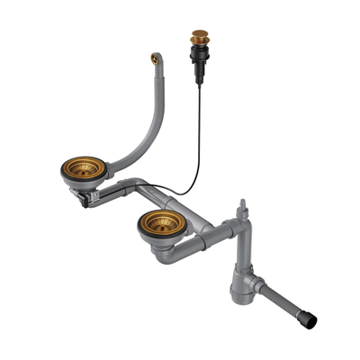 Арматура с клапаном-автоматом для полуторачашевых моек с круглым переливом WK-1.5-CL-R-A AB