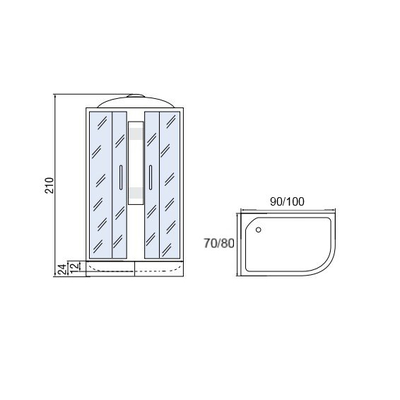 Душевая кабина Мономах 90/70/24 МЗ L 90х70