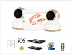 Ramili Baby RV1000X2 Двух режимная  видеоняня, монитор сенсорный 4,2" (11 см.) и моторизированная видеокамера 2 штуки. Датчик температуры. HD
