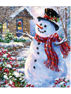 Алмазная картина (мозаика) &quot;Радостный снеговик&quot; 30*40 см