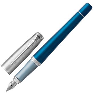 Ручка подарочная перьевая PARKER "Urban Premium Dark Blue CT", темно-синий корпус, хромированные детали, синяя, 1931563