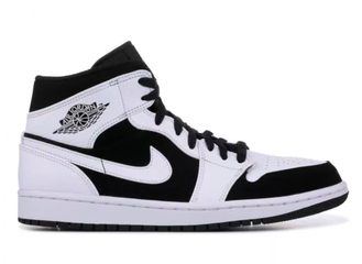 Nike Air Jordan Retro 1 Mid (Белые с черным) арт2