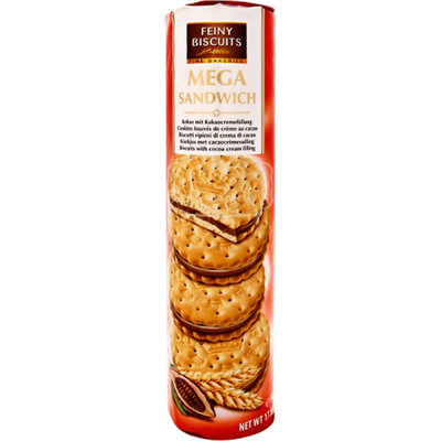 ПЕЧЕНЬЕ МЕГА СЭНДВИЧ С КАКАО-КРЕМОВОЙ НАЧИНКОЙ 500Г ТМ FEINY BISCUITS