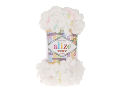 Пряжа Puffy Color Alize   (Ализе Пуффи колор) Состав: 100 % микрополиэстер акрил Вес: 100 гр Метраж: 9,5 м.  цвет белый розовый голубой  5815