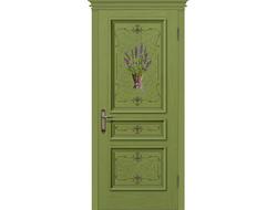 Дверь  Оливия с печатью "букет", цвет хаки