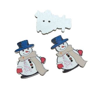 Деревянные фигурки "Снеговик в шарфе", размер 26 мм*35 мм, цена за 1 шт