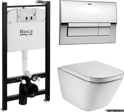 Комплект Roca GAP 893104100 подвесной унитаз + инсталляция + кнопка