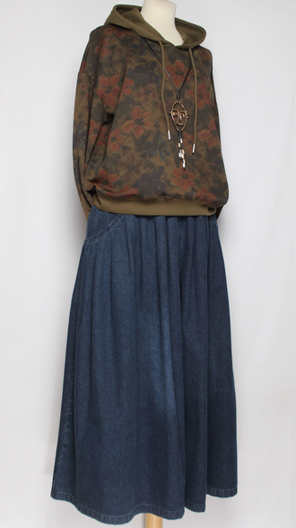 ЮБКА-БРЮКИ  джинсовая "Кокетка широкая " синяя р.46-54