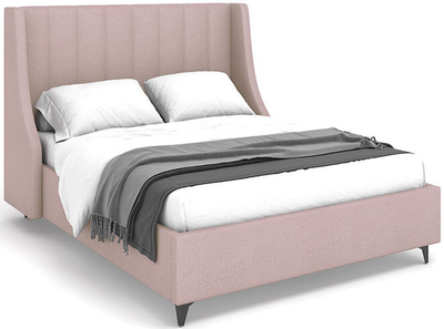 Двуспальная полутороспальная мягкая кровать Жаклин Ривалли (Rivalli), в съемных чехлах, на высоких металлических ножках, под робот-пылесос