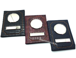 Кожаная обложка для автодокументов, обложка для авто документов с металлическими вставками