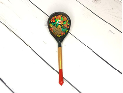 Деревянная столовая ложка Хохлома новая 190*60 мм черный фон