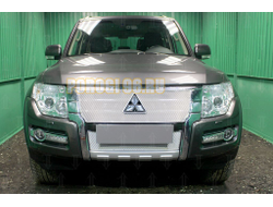 Защита радиатора Mitsubishi Pajero IV 2015- chrome верх PREMIUM