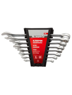 Набор ключей комбинированных MATRIX  6 - 19 мм, 8 ключей CrV, 12 граней