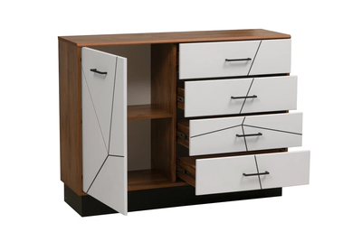 Спальня ГАММА - Комод 54.08 Таксония/Черный/Белый