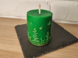 Свеча "Новогодняя" зеленая с золотом, 1 шт., 5 x 7 см