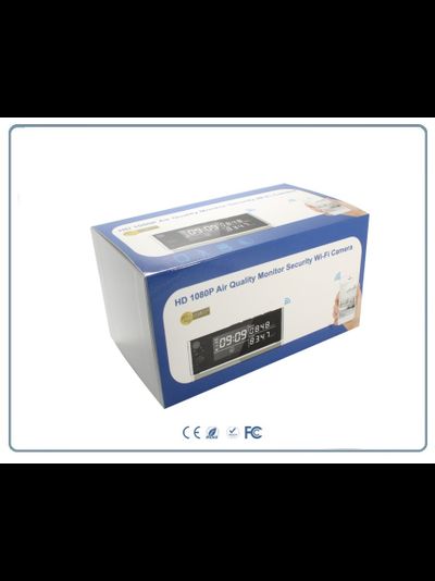 IP видеоняня WiFi (Настольные часы - информатор качества воздуха, охранная видеокамера) с аккумулятором и с DVR, Full HD 1 Mp