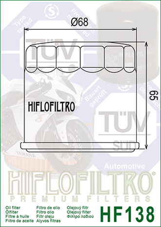 Масляный фильтр HIFLO FILTRO HF138 для Arctic Cat TRV 400/500/550/650/700, H1 550/650/700, Bearcat Z1// Kawasaki KLV1000// Suzuki KingQuad 400/450/500/750// Kymco// Bimota// Aprilia// Sachs// Cagiva Motorcycle
