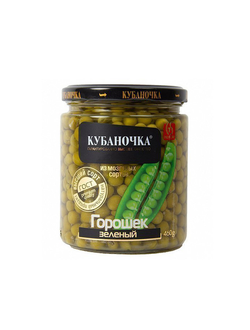 Горошек зеленый консервированный Кубаночка 370 гр