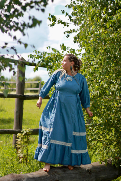 Платье в русском стиле из конопли "Хозяйка Судьбы" 54р