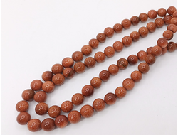 Авантюрин на нити 10 мм красный