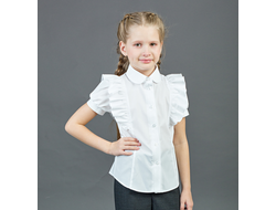 Д 5308 Блузка короткий рукав Воланы р.116-158