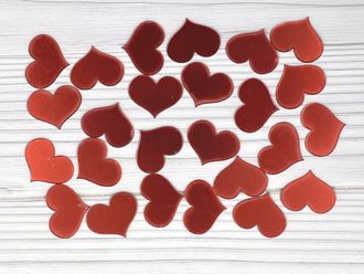 Сердечки красные зеркальные (5 шт)
