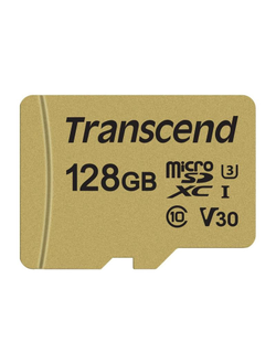 Карта памяти Transcend 500S microSDHC 128Gb UHS-I Cl10 + адаптер, TS128GUSD500S
