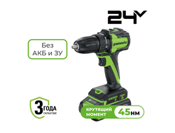 Дрель-шуруповерт ударная аккумуляторная Greenworks DD345, 24V