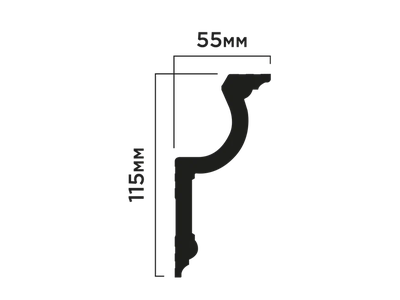Карниз A127 ПОЛИСТИРОЛ HI WOOD 115мм х 55мм х 2,0м.