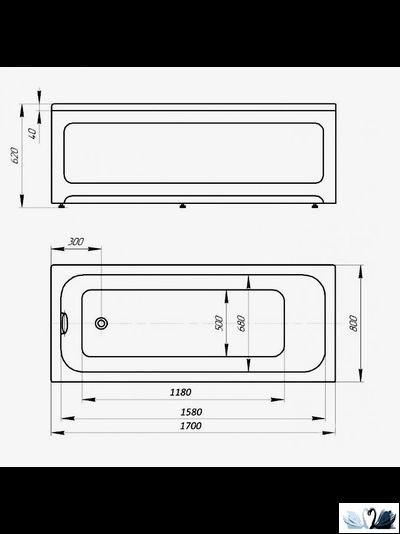 Ванна Aquatek Мия 170x80 см MIY170-0000032, акриловая, прямоугольной формы