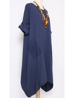 ПЛАТЬЕ БОХО "Трикотажное асимметрия 1" синее
