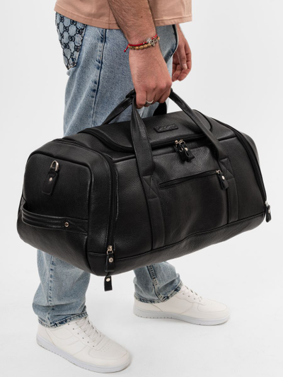 Кожаная дорожная сумка / рюкзак Napoli black 
(арт. 4034-01)