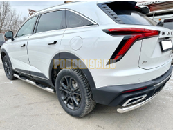 Пороги труба с проступью Папа Тюнинг d76 для HAVAL F7 2024-