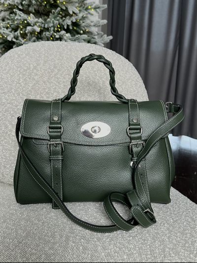 Женская сумка портфель из натуральной кожи темно-зеленого цвета, Vera Pelle Italy. Арт. 024585