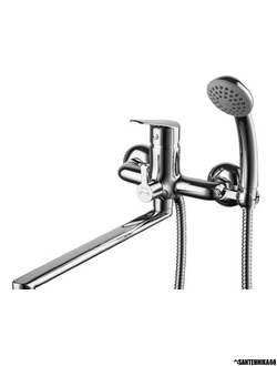 Смеситель для ванны однорычажный Lemark Partner LM6551C универсальный с плоским поворотным изливом 300 мм