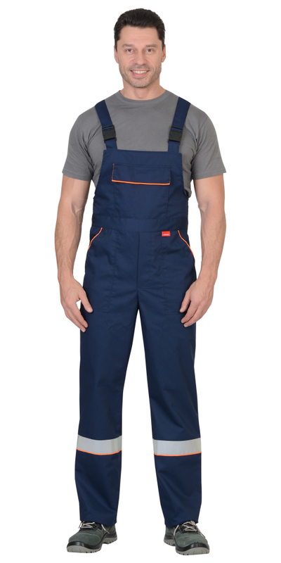 Костюм МАСТЕР летний: куртка, полукомбинезон, темно-синий с оранжевой отделкой