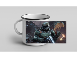 Кружка металлическая эмалированная Doom/ Дум №7